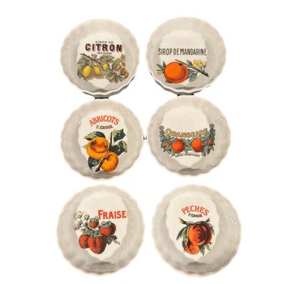 Vtg Williams Sonoma 6 Harvest Market Fruit Tart Ramekins Rosanna Made Italy 4 