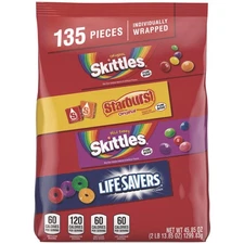 Skittles Starburst and Life Savers Fun Size Fruity Candy Assortment 45.85 oz Bag