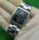RARE Vintage Orient 3 Star Automatic Multi-Eye Day Date Rectangular Men's Watch