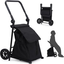 2 in 1 Foldable Grocery Cart Collapsible Utility Hand Truck with 32.5 Gal