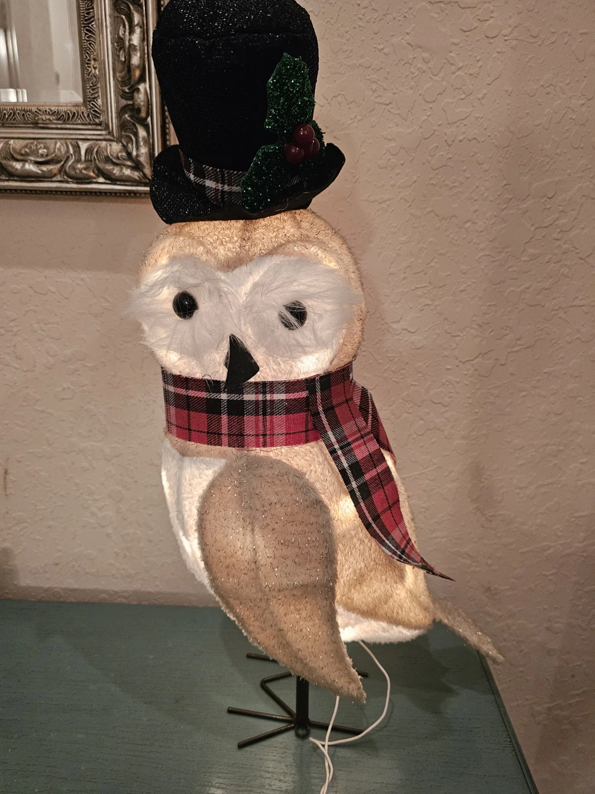 Light-Up Winter Owl 25" Tall W/Removable Top Hat, Scarf-Indoor/Outdoor,...