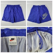 RARE VINTAGE NIKE PURPLE NYLON EMROIDERED LOGO BIG SWOOSH RUNNING SHORTS SIZE M