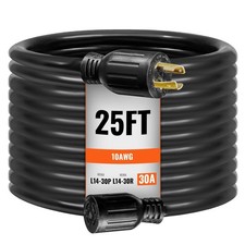 Generator Cord Kit 30A 25FT 10AWG L14-30P/R with Rustproof Inlet