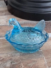 Boyd Hen on Nest Salt Cellar MINI 2" Glossy Clear Blue
