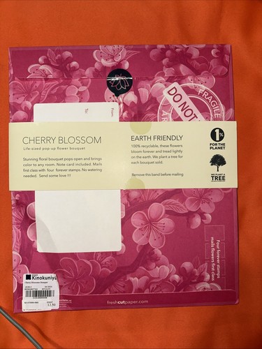 Frisch geschnittenes Papier Kirschblüte Pop Up Blumenstrauß Karte NEU - Bild 3 von 4