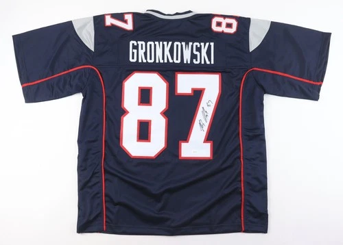 Rob Gronkowski New England Signed Alternate Blue Football Jersey JSA Hologram