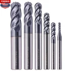 6Pcs 4 Flute Solid Carbide Ball Nose 1/16" - 3/8" End Mills Set - AlTiN Coated