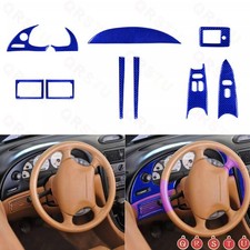 Juego de 10 piezas de cubierta interior completa de tablero de fibra de carbono azul para Ford Mustang 96-03
