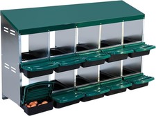 Chicken Nesting Box 6/8/10 Compartment w/ Metal Leg Roll Away Egg Coop Yard