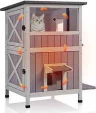 2-Story Insulated Cat House Outdoor Large Weatherproof Outside Feral Cat Shelter