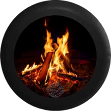 Cracking Campfire with Full Flames for Jeep Camper Offroad Jeep RV tire cover