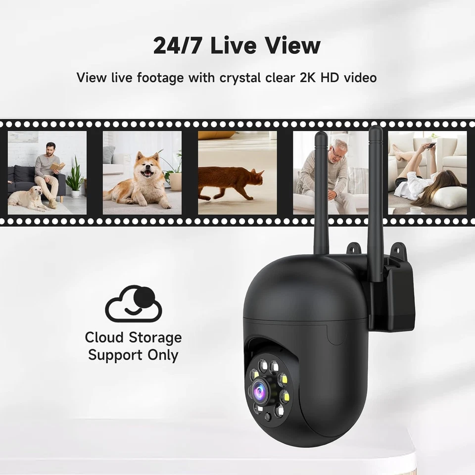 2K Security Camera Wired Home Wifi 360° PTZ Baby/Pet Monitor Works with Alexa - Image 3 of 4