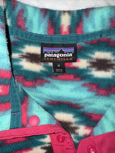 Patagonia Synchilla Pullover Womens Medium Aztec Wild Desert Teal Snap T Fleece - Picture 2 of 8