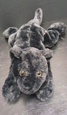 Realistic FAO Schwarz Black Panther Plush Stuffed Animal Cat 12"