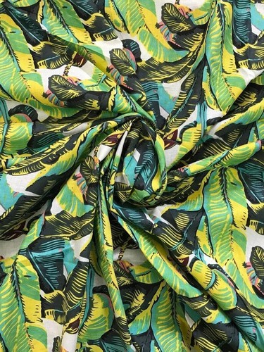 Indian Cotton Running Loose Craft Sewing Ethnic Fabric 5 Yard Banana Leaf Print - Picture 3 of 3