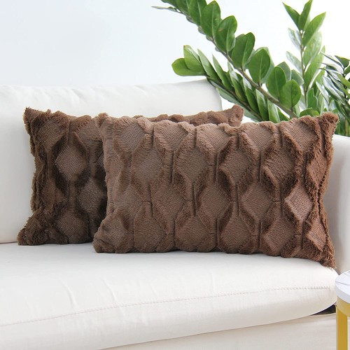 12"x20" Lumbar Plush Throw Pillow Covers, Pack of 2 Luxury Soft Pillowcases - Picture 20 of 35
