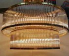Elegance Style Round Two-Tier Brass & Glass Rod Ceiling Chandelier Fixture