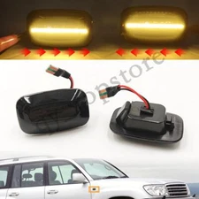 2pcs Smoked LED Side Marker Turn Signal Light For Land FJ Cruiser Prado 90 100