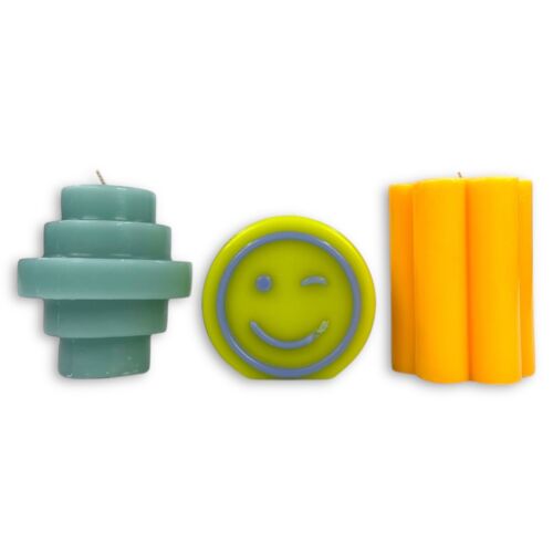 3-Pack Fun Shape Candle Bundle Smiley Face, Flower & Tiered Disc Room Essentials - Picture 3 of 23