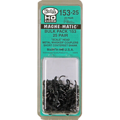 Kadee #153-25 Bulk Pack Whisker Metal Couplers Short (1/4'') Centerset Shank  HO