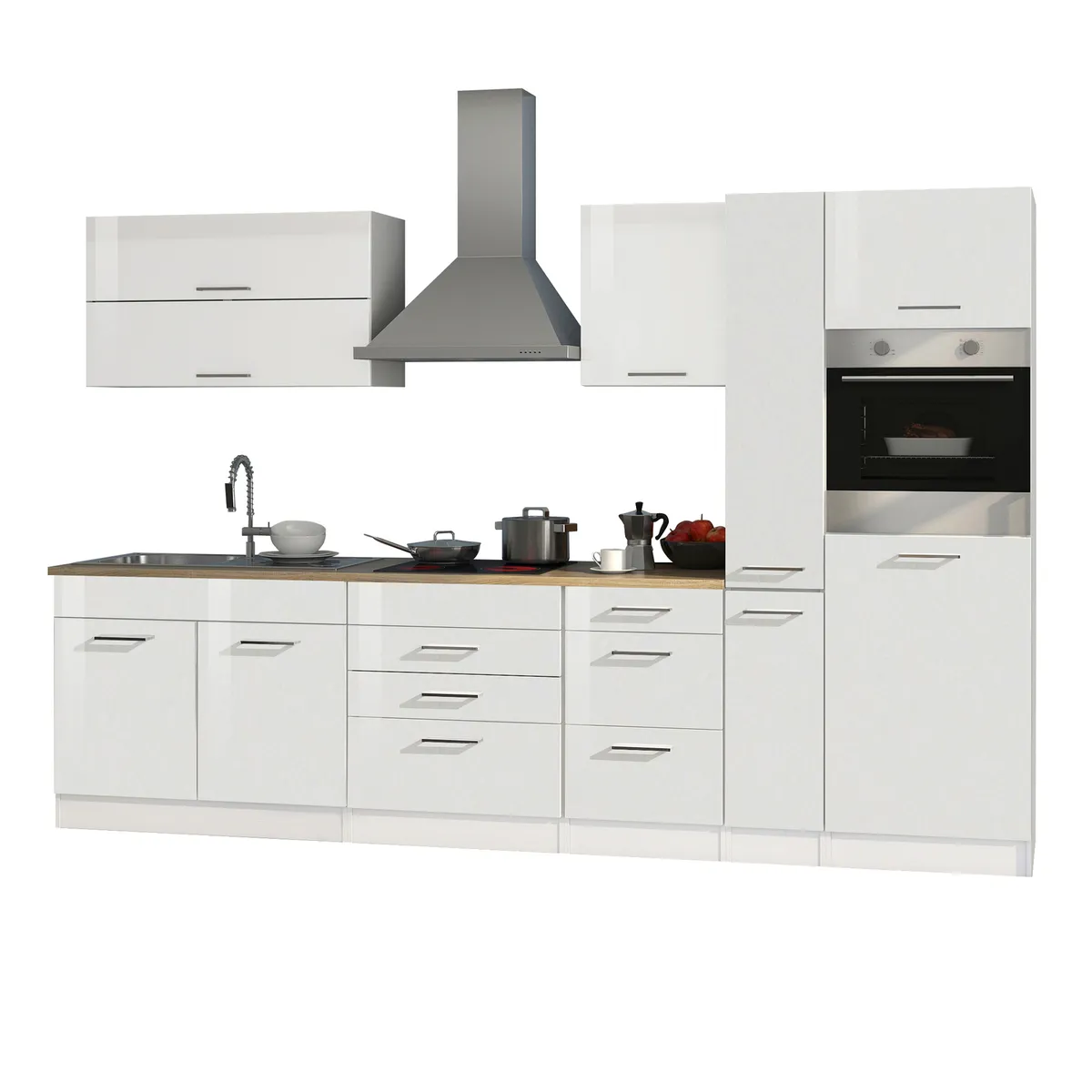 Einbauküche Küchenzeile cm mit weiß Elektrogeräten | eBay Geräten mit hochglanz 320