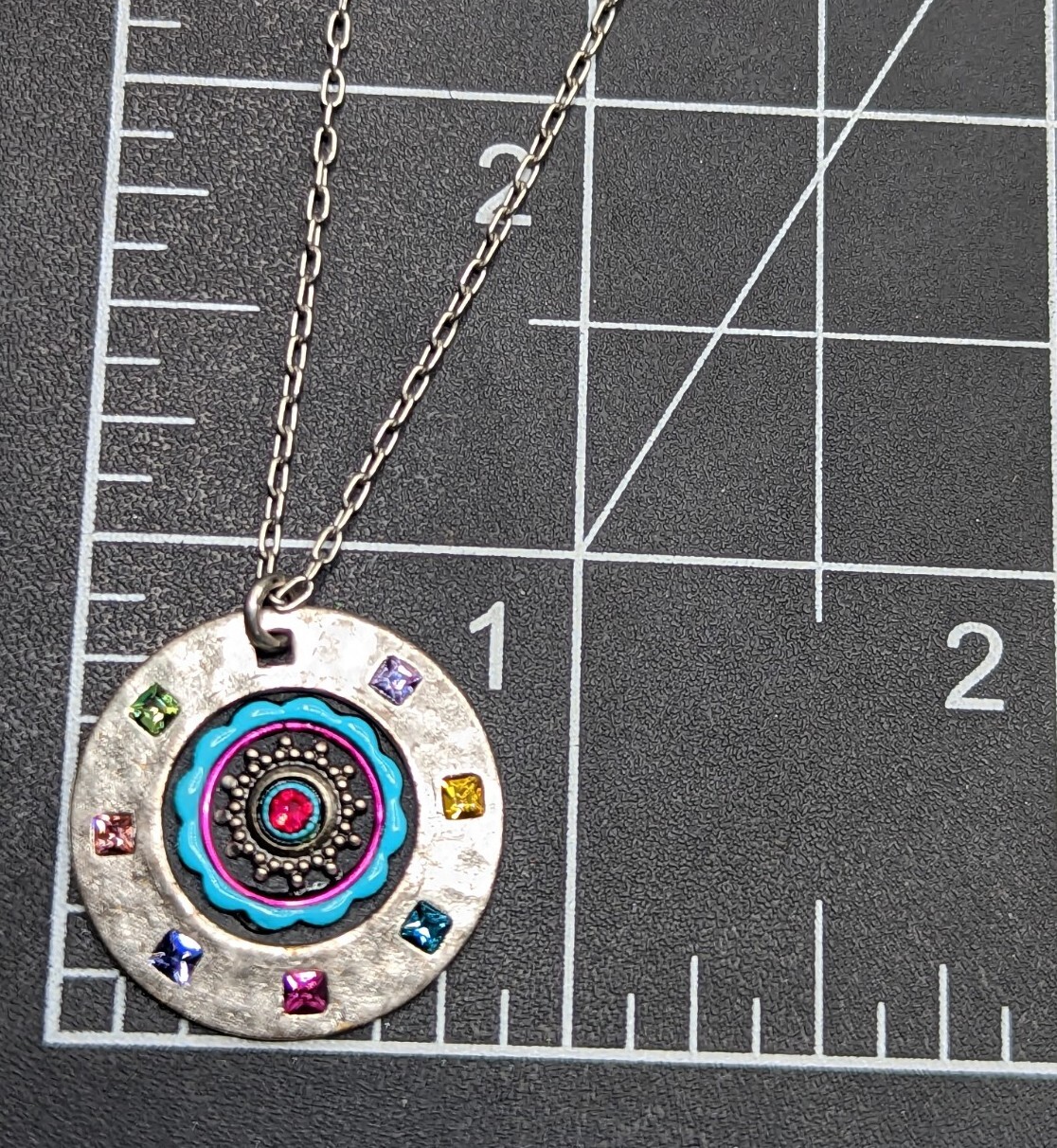 Signed Firefly Designer Hammered Silver Tone Disc… - image 11