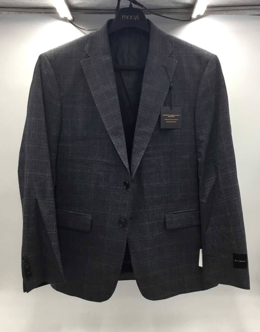 Шерстяной костюм Hickey Freeman Modern Fit в клетку пиджак 44-го размера брюки 38-го размера- Средне-серый 58590₽