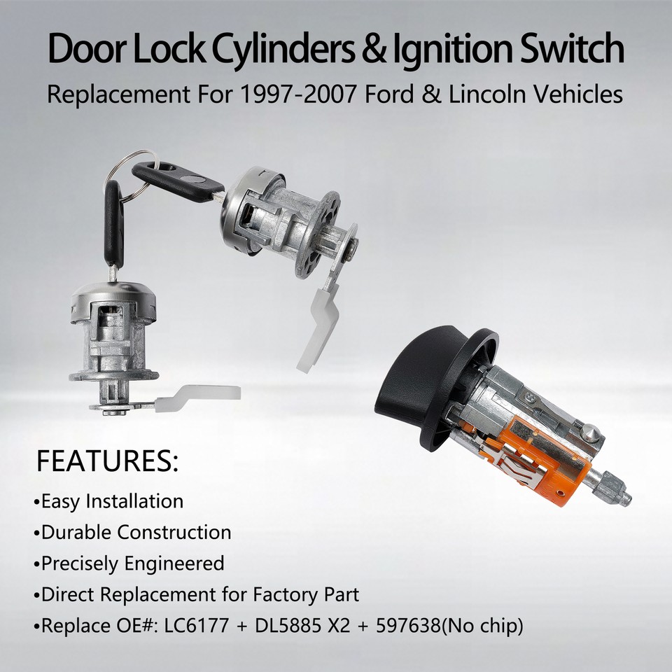 924-724 Ignition Switch Lock Cylinder & Key Fit For Ford E/F150 250 350 Ranger - Foto 9