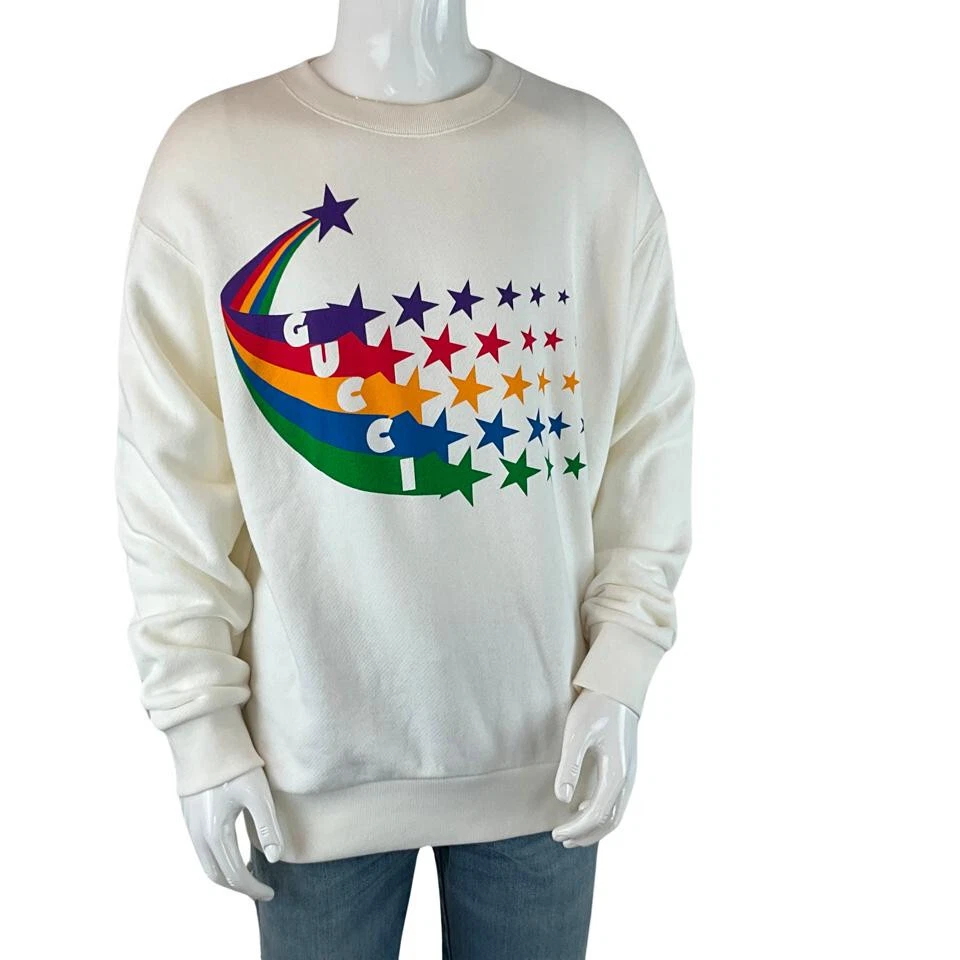 Gucci Men s Sweatshirt Gucci Shooting Star Print Decorates Ivory Sz S