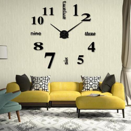 Large Wall Clock Big Watch Decal 3D Stickers Roman Numerals DIY Wall Modern room