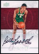 2013-14 #37 Bill Russell Exquisite Collection Signatures Red /7 Auto On Card SP