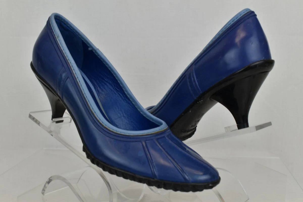 NUOVE POMPE CASADEI BLU NAVY LUMBERJACK GOMMA PIOGGIA TACCO GATTINO TAGLIA 8 ITA