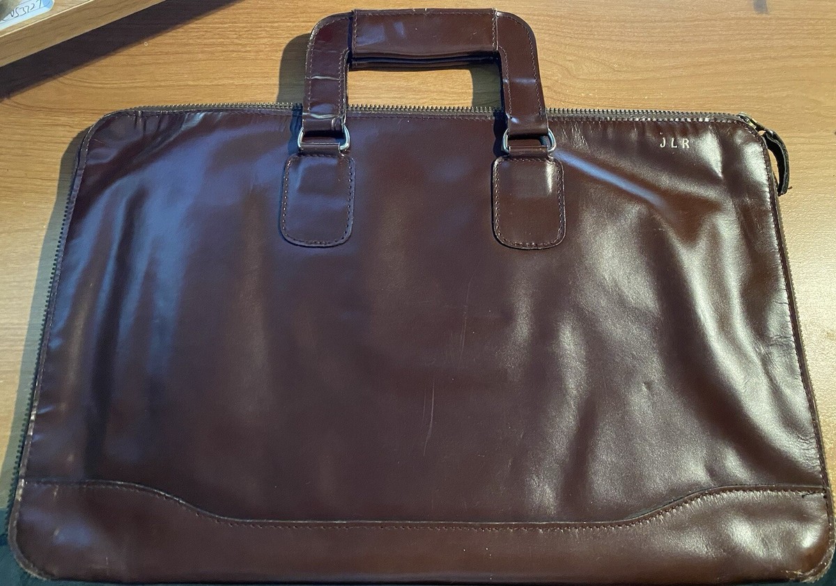 Vtg Cordovan Leather Zip Around Soft Sided Briefcase, 16.5x10.5