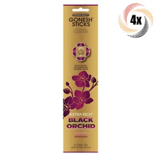 4x Packs Gonesh Extra Rich Black Orchid Incense Sticks | 20 Sticks Per Pack
