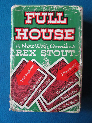 REX STOUT FULL HOUSE A NERO WOLFE OMNIBUS Hardback Book 1955 Viking Press FIRST