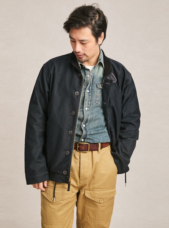 Men's Retro US Navy Deck Jacket Corduroy Collar Military