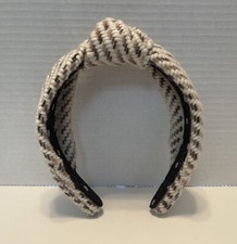 LELE SADOUGHI KNITTED KNOTTED HEADBAND CREAM AND TAN