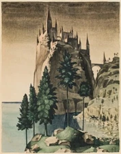 The Castle Franz Sedlacek Surrealist Fantasy Landscape Art Print to Frame