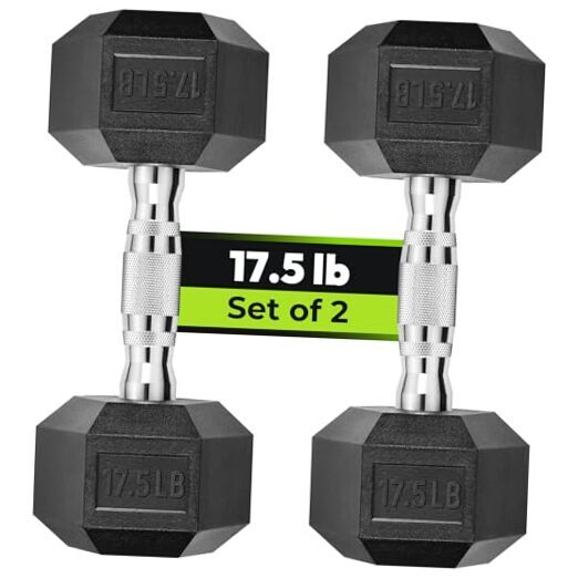 Dumbbell Pair Lb Dumbbells Amazon Home Gym Rep Rubber Hex