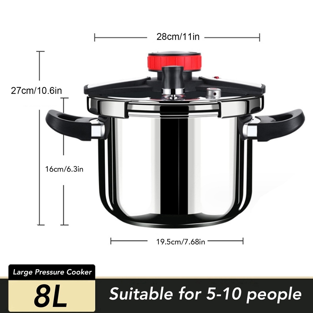 8L)Stainless Steel Pressure Cooker 100KPa Large Pressure Cooker