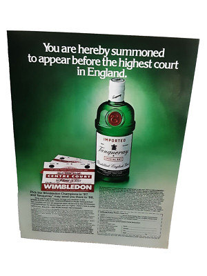 1987 Tanqueray English Gin Wimbledon Original Print Ad 80s