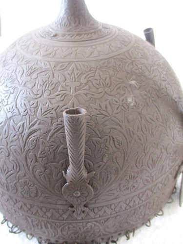 ANTIQUE OLD WARRIOR HELMET KHULA KHUD NOSE GUARD , PROTECTION CHAIN MAIL . - Picture 9 of 18