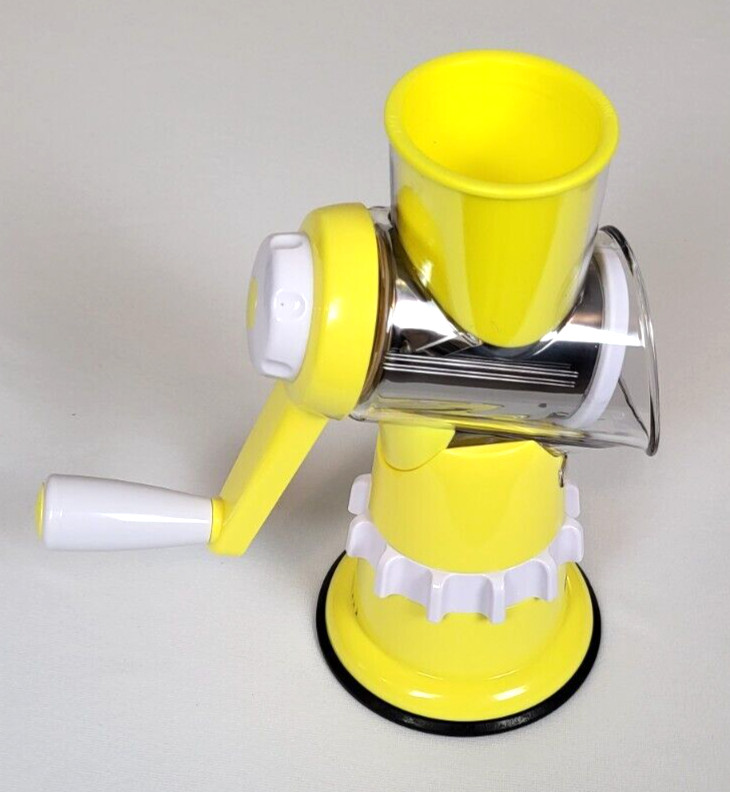 Prepology NEW Yellow Countertop Grater & Slicer 3 Interchangeable Barrels