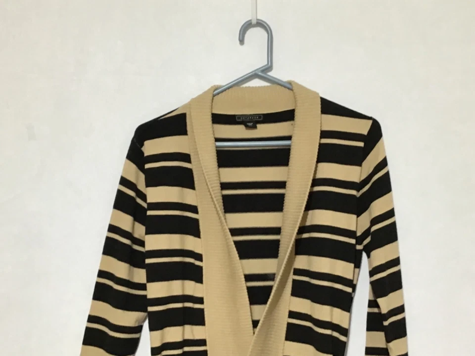 Cárdigan Suéter Metaphor Mujer Mediano Marrón Tostado Rayas Minimalista Academia Foto 4 de 4