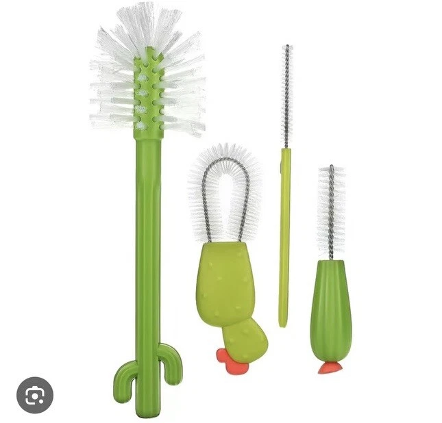 Juego de cepillos de limpieza de botellas Boon Cacti - Incluye cepillo, verde pezón  Foto 2 de 2