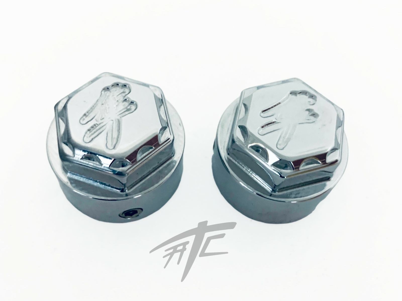 HAYABUSA CHROME KANJI KICKSTAND BRACKET BOLT CAPS 99-07 SUZUKI HAYABUSA