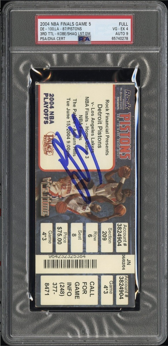 KOBE BRYANT & SHAQ LAST GAME 2004 NBA FINALS GM 5 CLINCHER TICKET