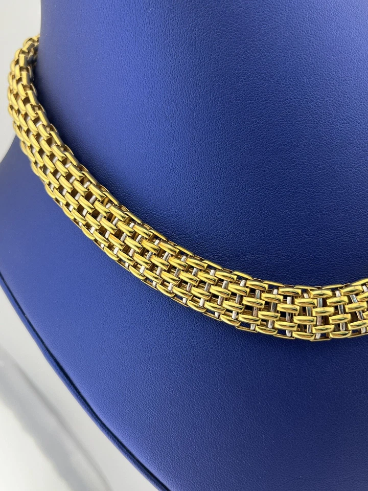 Collar de dos tonos vintage FOPE de oro amarillo y blanco de 18k con cierre de caja de 109,4 gramos Foto 3 de 4