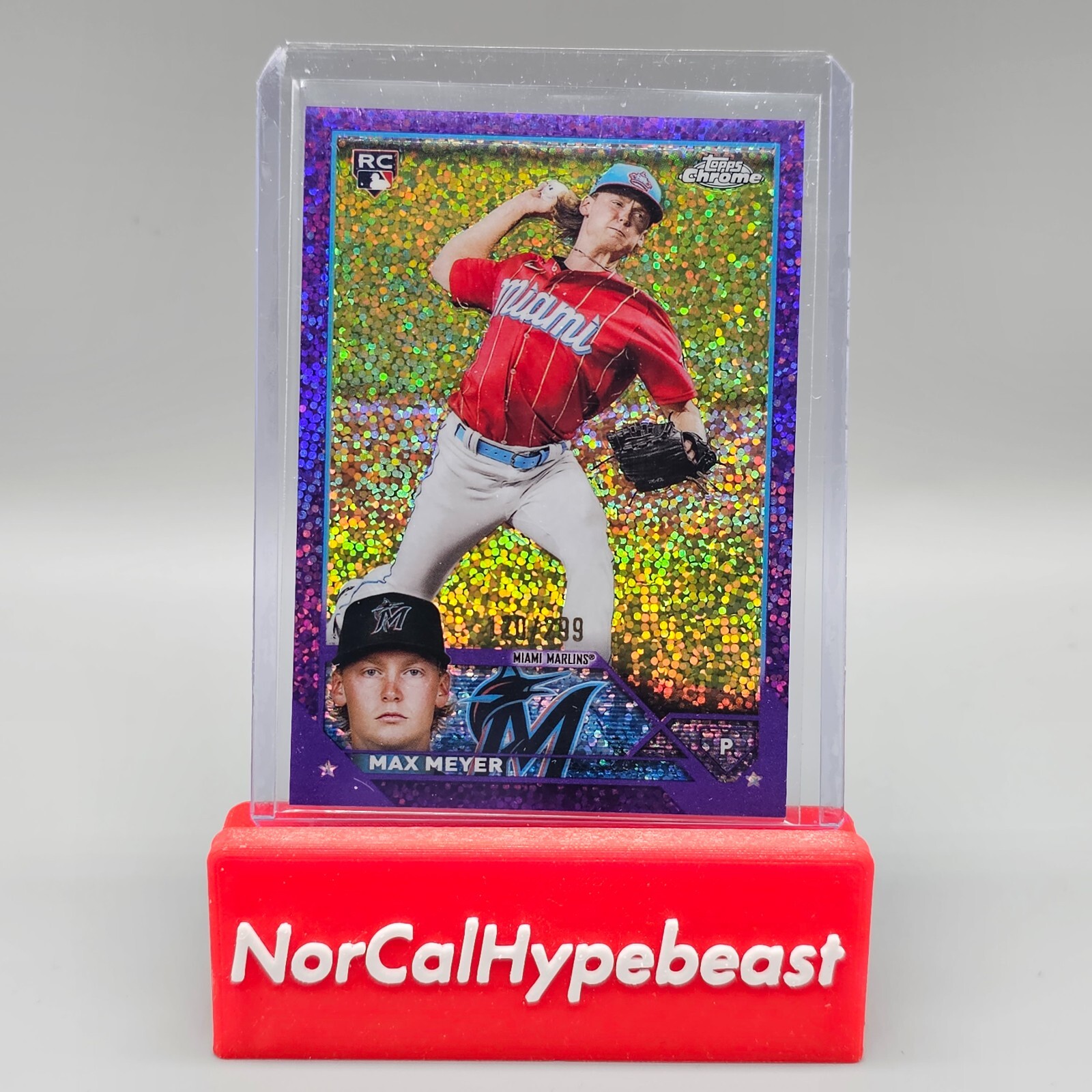 2023 Topps Chrome Baseball Max Meyer RC #104 Purple Speckle /299 Rookie