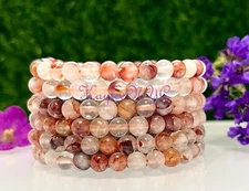 Wholesale Lot 6 Pcs Natural Hematoid 6mm 7.5” Crystal Stretch Bracelet